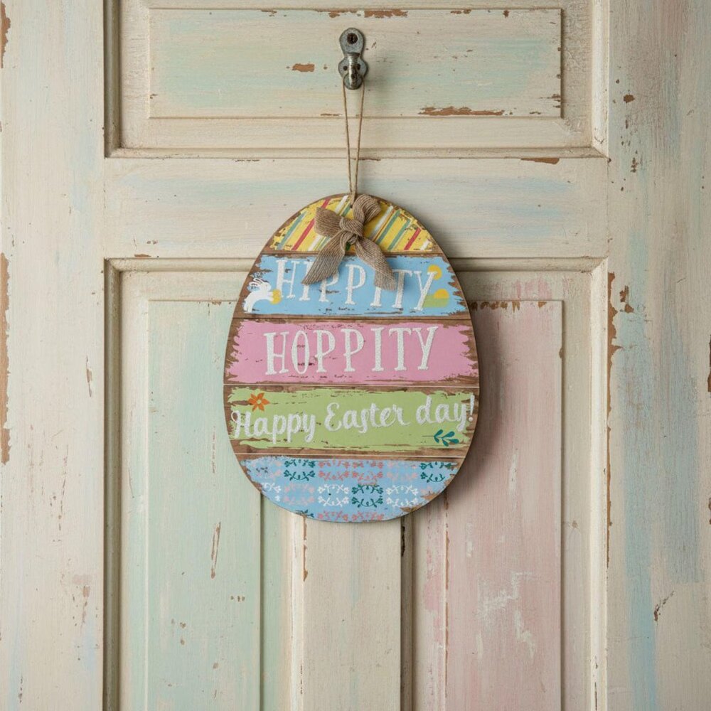Forum Novelties Hippety Hop Easter Egg Plaque Sign Wall Decor Holiday Decoration